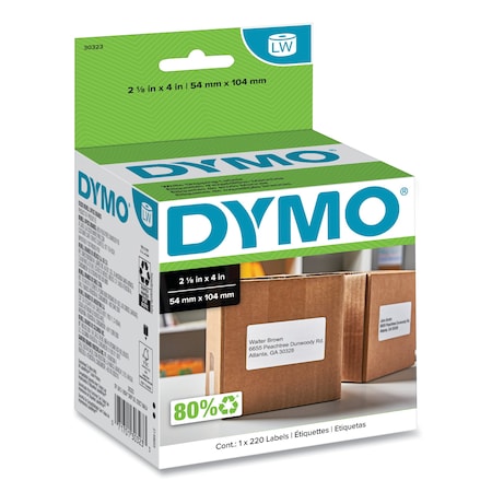 Dymo Shipping Label, 220/Roll, White 30323